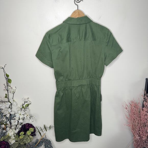 J. CREW Zip Front Chino Dress Utility Green {3T7} - Picture 3 of 6